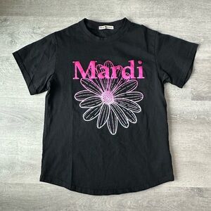 Mardi Mercredi Flower Mardi T-Shirt Black/Pink One Size